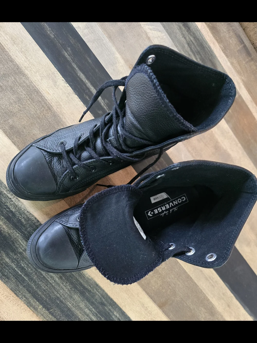 Converse Black Leather High-Top Sneakers - Picture 1 of 2